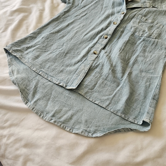 NWT SIM & SAM SHORT SLEEVE DENIM BUTTON UP SHIRT - Picture 4 of 7